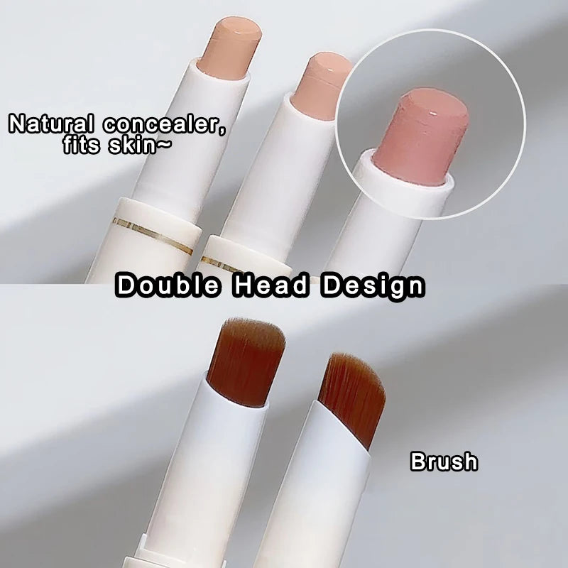 Double-end Silk Soft Concealer Aegyosal Pencil with Brush Full Coverage Acne Dark Circles Contour Stick Makeup Women Cosmetics