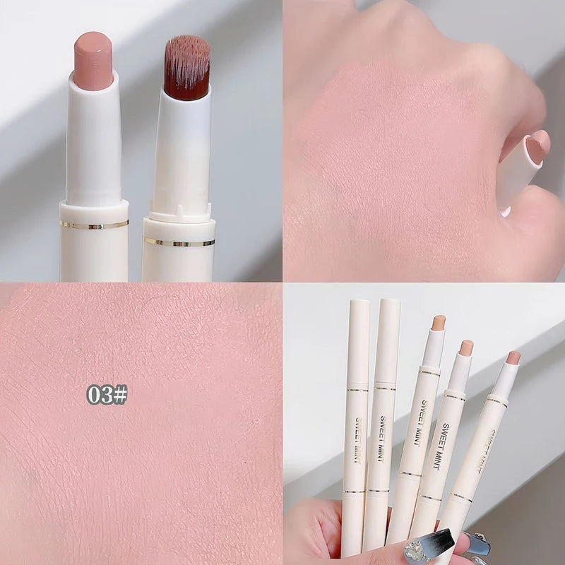 Double-end Silk Soft Concealer Aegyosal Pencil with Brush Full Coverage Acne Dark Circles Contour Stick Makeup Women Cosmetics