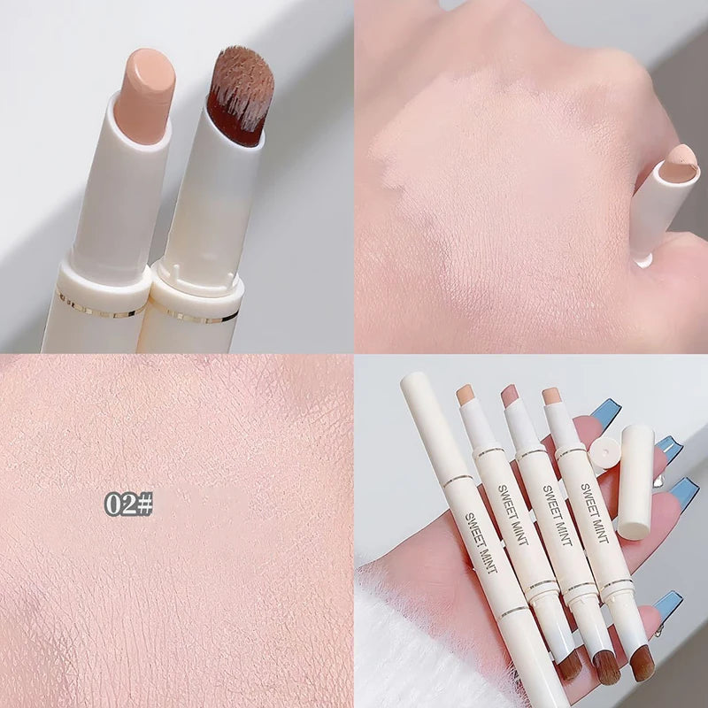 Double-end Silk Soft Concealer Aegyosal Pencil with Brush Full Coverage Acne Dark Circles Contour Stick Makeup Women Cosmetics